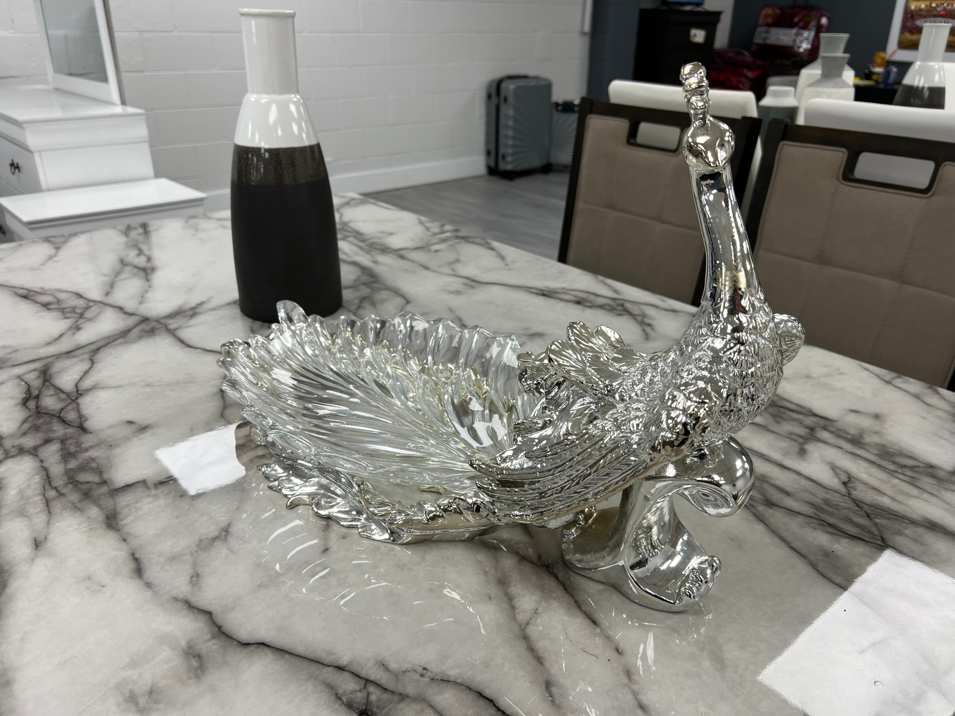 Chrome Peacock Bowl